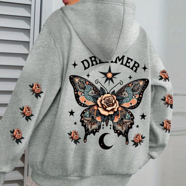 Letter Print Hoodie Casual Drawstring - Image 2
