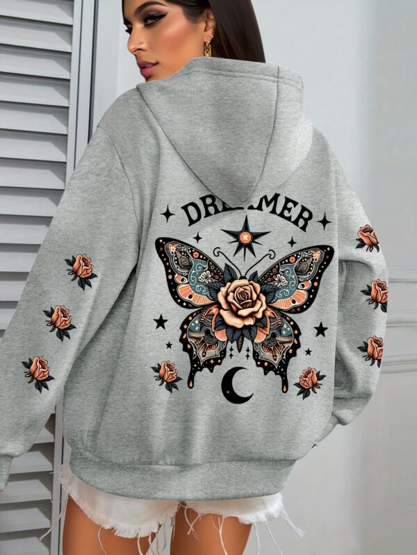 Letter Print Hoodie Casual Drawstring - Image 4