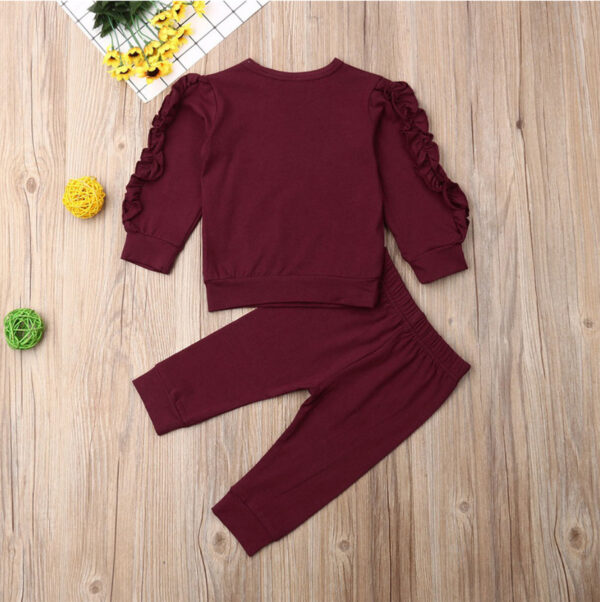 Newborn Baby Boys Girls Ruffles Jumper Solid Long Sleeve Sweatshirt Tops Pants Infant Kids 2Pcs Outfits Clothes Set Fall Clothes - Image 5